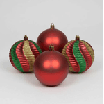 Jogo 4 Bolas De Natal Vermelha Fosca E Texturizada 8cm
