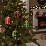 Enfeite Caixa Presentes Natal Decoração Colorido 4 Unidades