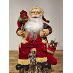 Papai Noel Sentado Xadrez Saco de Presente E Bota Vermelho 45cm
