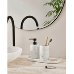 Kit Lavabo Banheiro 3 Peças Branco Marmorizado Mart