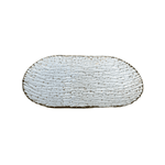 Bandeja em Metal Oval Off White C Dourado 26cm