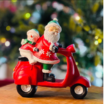 Enfeite Decorativo Papai Noel na Moto Resina