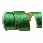 Fita Natalina Aramada 6,3cm Veludo Verde Com Dourado 9,14m