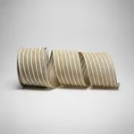 Fita Natalina Aramada 6,3cm Bege Listra Branca 9,14m