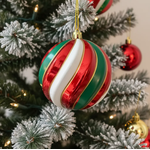 Bola De Natal Decorada Colorida Listras 2 Unidades 10cm