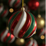 Bola De Natal Decorada Colorida Listras 2 Unidades 10cm