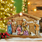 Presépio De Natal Em Resina Com Led Decoração Luxo Natal