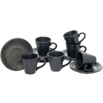 Jogo 6 Xícaras Para Chá Com Pires Scalla Stone Black 150ml