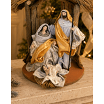 Cenário Presépio Madeira Palha E Dourado 35cm Natal