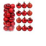 Bola De Natal 50 Unidades Vermelha 6cm Mista Glitter Luxo