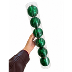 Jogo 6 Bolas De Natal Tubo Verde Perolada 8 Cm