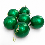 Jogo 6 Bolas De Natal Tubo Verde Perolada 8 Cm