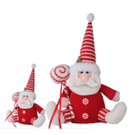 Boneco Papai Noel Sentado Com Pirulito 28cm Vermelho Branco