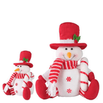 Boneco de Neve Natal Sentado Bengala Vermelho e Branco 28cm