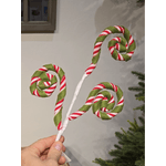 Galho Candy Verde Listra Vermelho E Branco 48cm