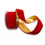 Fita Natalina Aramada Dupla Face Veludo Vermelho e Dourado Glitter