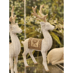 Rena Decorativa Em Resina Natal Branca E Bege Trançado 40cm