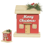 Casinha Decorativa Natal Led Merry Christmas Vermelho 14cm
