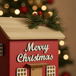 Casinha Decorativa Natal Led Merry Christmas Vermelho 14cm