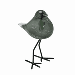  Escultura Pássaro Decor em Vidro Fume e Preto 14cm