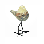 Escultura Pássaro Decor em Vidro Bege e Preto 14cm