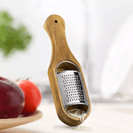 Ralador De Mesa Aço Inox Com Recipiente Madeira Acácia