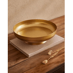 Centro de Mesa em Metal Redondo Dourado com Pé