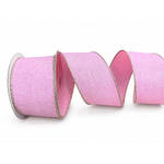 Fita Aramada Natal 6,3cm Rosa Detalhes Dourado 9,14m