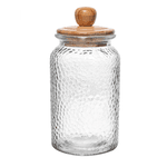 Porta Mantimento de Vidro Martelado com Tampa de Bambu 1,3L Wolff
