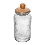 Porta Mantimento de Vidro Martelado com Tampa de Bambu 1,3L Wolff