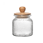 Porta Mantimento de Vidro Martelado com Tampa de Bambu 640ml Wolff