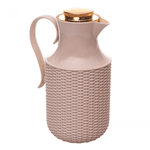 Garrafa Térmica de Plástico Bege com Tampa Dourada Vintage Rattan 1L Wolff
