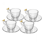 Conjunto 4 Xícaras de Café com Pires Golden Bird 80ml Cristal Ecológico Wolff