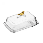 Manteigueira Retangular com Tampa Golden Bird 18cm x 10cm x 9cm Cristal Ecológico Wolff