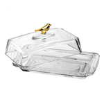 Manteigueira Retangular com Tampa Golden Bird 18cm x 10cm x 9cm Cristal Ecológico Wolff