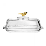 Manteigueira Retangular com Tampa Golden Bird 18cm x 10cm x 9cm Cristal Ecológico Wolff