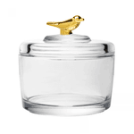 Pote com Tampa Golden Bird 7,5cm x 7cm x 8,5cm Cristal Ecológico Wolff