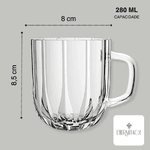Jogo De 6 Canecas De Vidro Refinatto 280ml Transparente