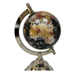 Globo Decorativo Base Madeira E Metal Preto E Prata 21 Cm