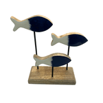 Decoração Marítima Para Casa Em Madeira Com Peixes 25cm