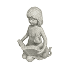 Escultura Decorativa Criança com Livro e Gatinho
