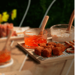 2 Petisqueiras Wolff De Vidro Com Colher E Bandeja De Bambu