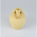 Vaso Rústico Bege Com Colar Em Cerâmica 25cm