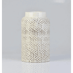 Vaso Padrão Quadrados Branco e Marrom 22 cm