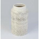 Vaso Padrão Quadrados Branco e Marrom 22 cm