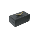 Caixa Decorativa em MDF Courino Preto Detalhe Dourado 18cm