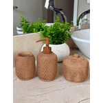 Kit Lavabo em Polirresina Rattan 3 Peças Marrom Mart