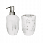 Kit Lavabo Em Poliresina Marmorizado 2 Peças Branco Mart