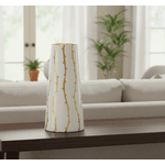 Vaso Decorativo em Cerâmica 24,5cm Branco e Dourado