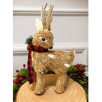 Rena Decorativa Rústica Natural em Pé Cachecol Natal 28cm